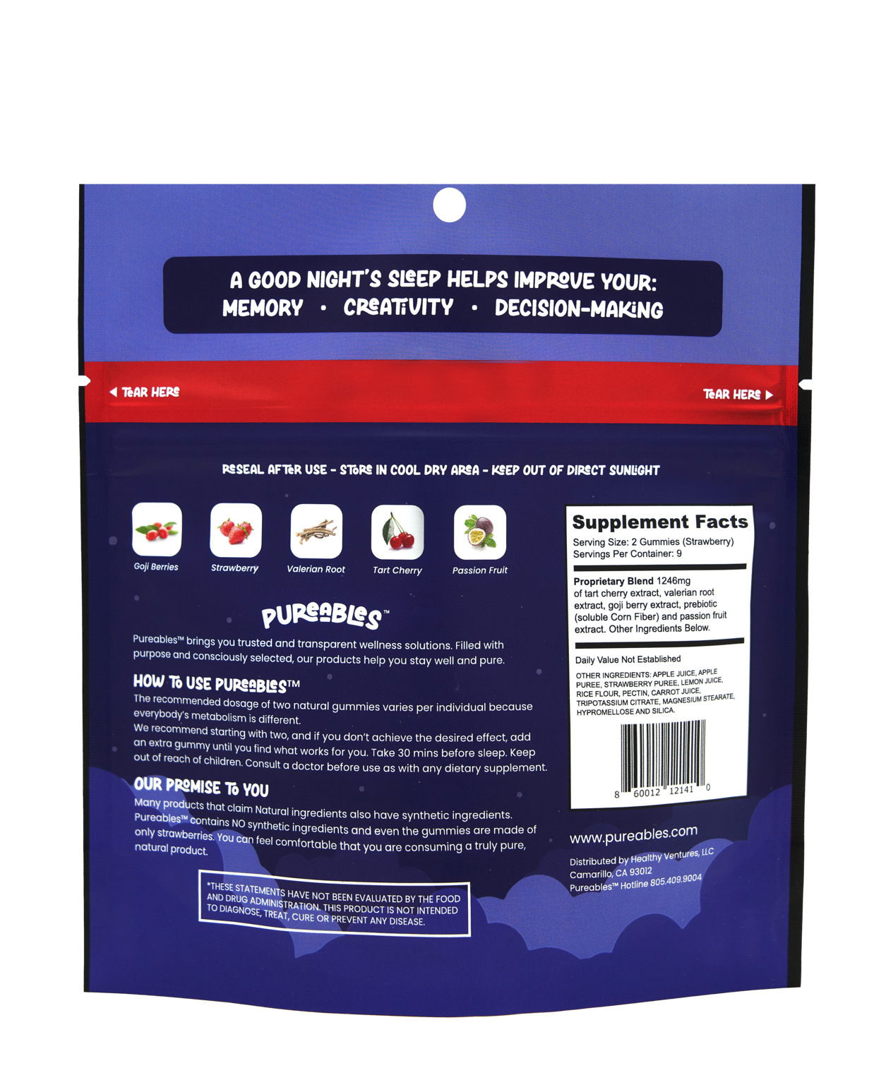 Pureables™ All-Natural Sleep Strawberry Gummies